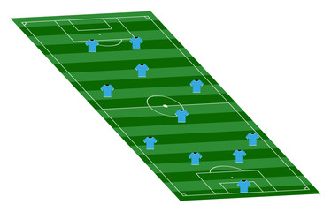 Soccer team design, tactical board in perspective