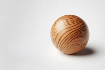 Wooden ball on a clean background. Space for text.