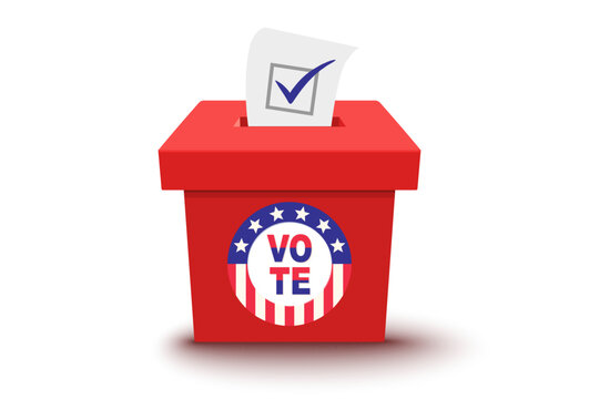 Vintage icon of ballot box for presidential election in USA . American Election 2024. Vote.