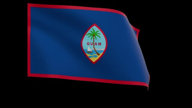 Guamanian flag 4k 3d render of a waving nation Guam banner fluttering in the wind symbolises the country with transparent alpha channel mask for free space and isolated background no flagpole