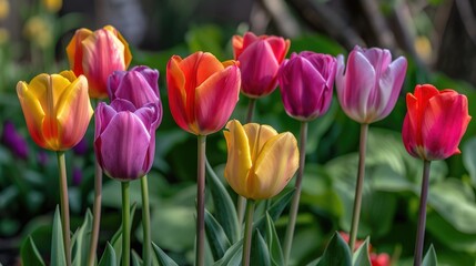 Obraz premium Vibrant tulips lovely bloom in the garden