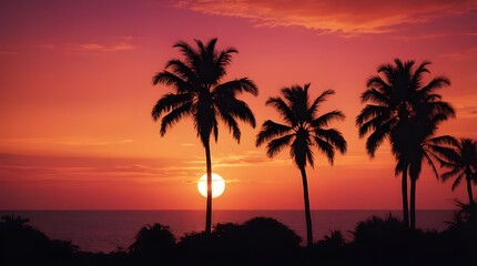 Obraz premium trees at sunset