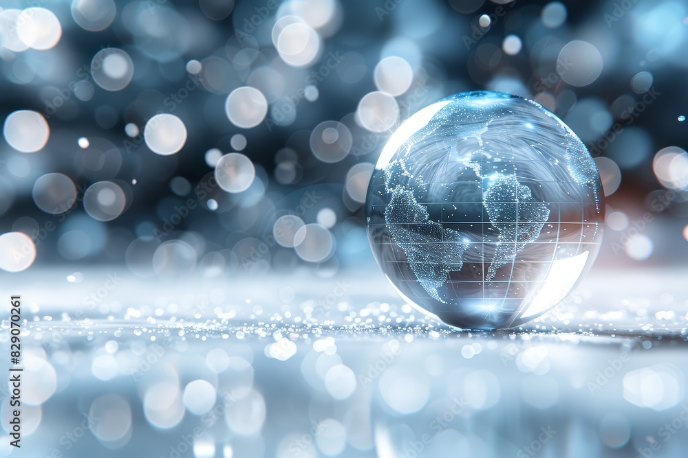 Fototapete Digital representation of the world connected through a network of data and technology, highlighting the importance of global communication, Generative AI