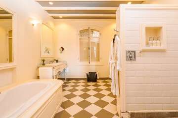 modern bathroom interior with bathtub