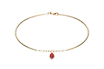 Fototapeta premium Modern golden minimalist Anklet bracelet isolated on transparent background
