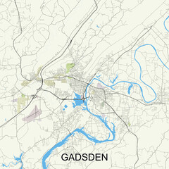 Gadsden, Alabama, United States map  poster art