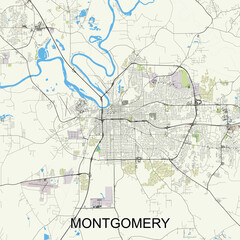 Montgomery, Alabama, United States map  poster art