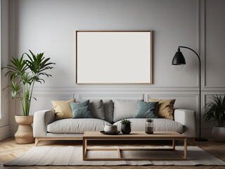 Modern furniture and home decor living room interior frame wall art mockup