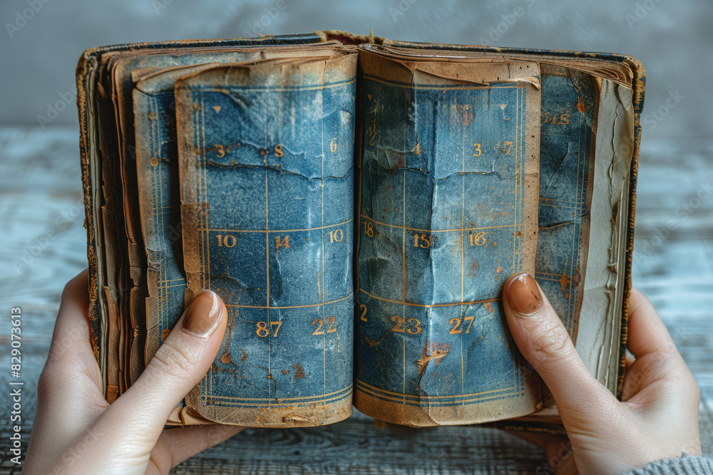 Aufkleber a book with pages turning into calendar sheets. concept of written history and time. generative ai.