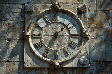 Obraz premium A clock tower with its shadow forming a sundial on the ground. Concept of ancient and modern timekeeping. Generative Ai.