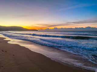 Sunrise seascape views with high cloud
