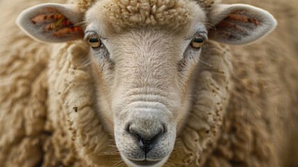 Fototapeta premium Close up of a sheep s sorrowful face