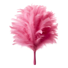 Pink feather cleaning duster tool, Soft dusting sweeper cleaner isolated on transparent background