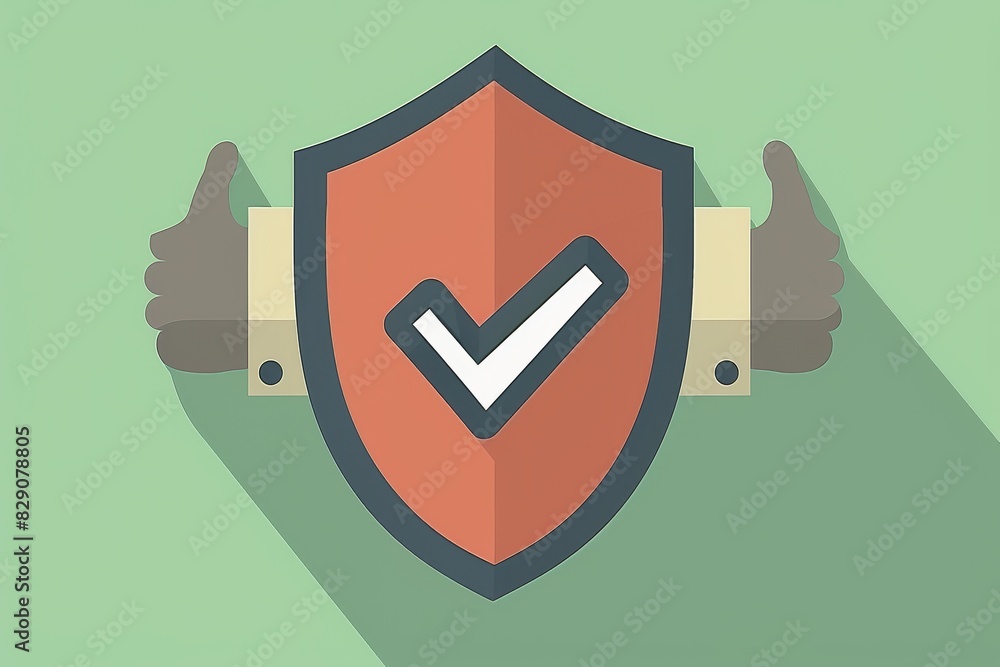 Aufkleber digital shield with thumbs up icon on teal background, representing approval and security in digital