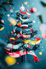Christmas tree Festive background