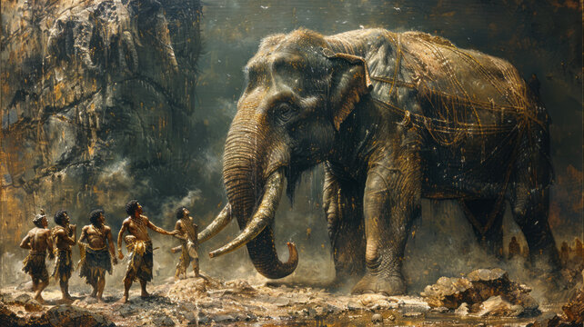 the famous story of the elephant ans six blind ment. each blind man touches a different part of the elephant's body,generative ai