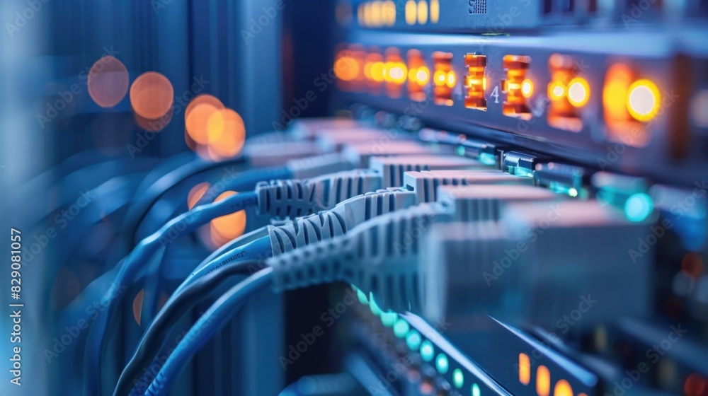 Poster fiber optic single core data transmission wires for high-speed central router interface support in t