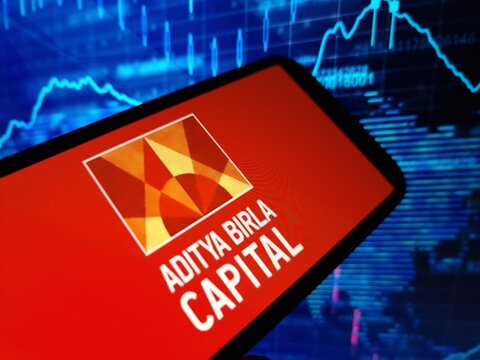 Konskie, Poland - May 26, 2024: Aditya Birla Capital company logo displayed on mobile phone