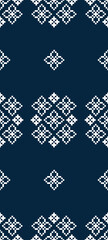 Fototapeta premium Traditional ethnic motifs ikat geometric fabric pattern cross stitch.Ikat embroidery Ethnic oriental Pixel navy blue background. Abstract,vector,illustration. Texture,decoration,wallpaper.