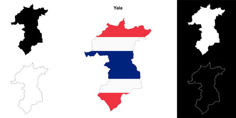 Yala province outline map set
