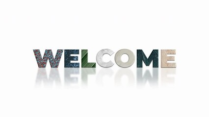 an animated welcome sign, perfect for welcoming designs, hospitality concepts, or business signage visuals.