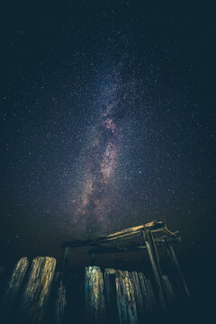 Milky way over the Sventoji old pier (Sventosios senasis molas), Sventoji, Palanga, Lithuania