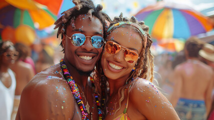 Love Knows No Bounds: Couple Embracing in a Sea of Diversity and Acceptance.generative ai