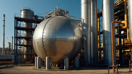 Oil and gas refinery. Oil and gas industry. Refinery and petrochemical plant