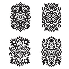 Floral Pattern Stencil Vector Set