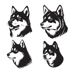 Shiba Inu Dog Vector Stencil Set