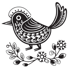 Swedish Folk Art Bird Vector