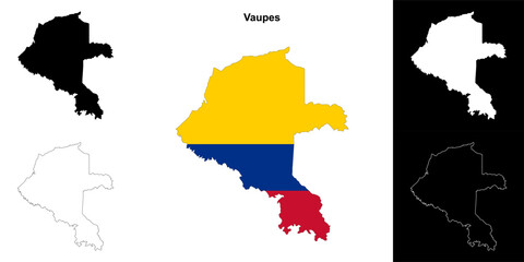Obraz premium Vaupes department outline map set