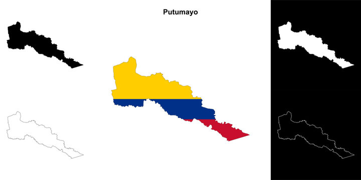 Putumayo department outline map set