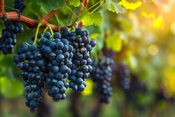 Grapes hanging vine closeup
