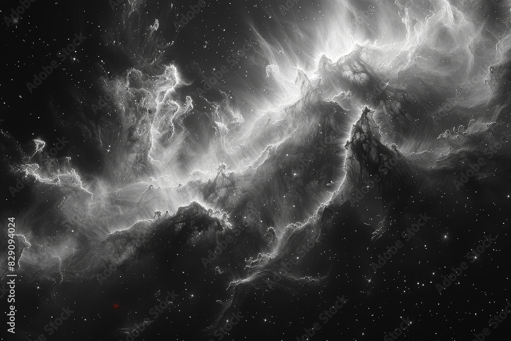 Poster the intricate web of interstellar dust clouds, veiling the secrets of distant star systems from pryi