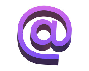 Email address icon @ at symbol in 3d vector. Message mail icon , Dynamic gradient purple color in modern style