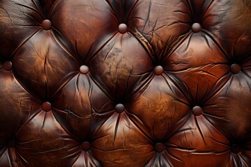 Naklejka premium Close up brown leather couch buttons