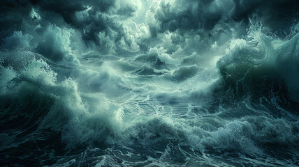 Obraz premium vast ocean An impending disaster The waves hit the shore gently.generative ai