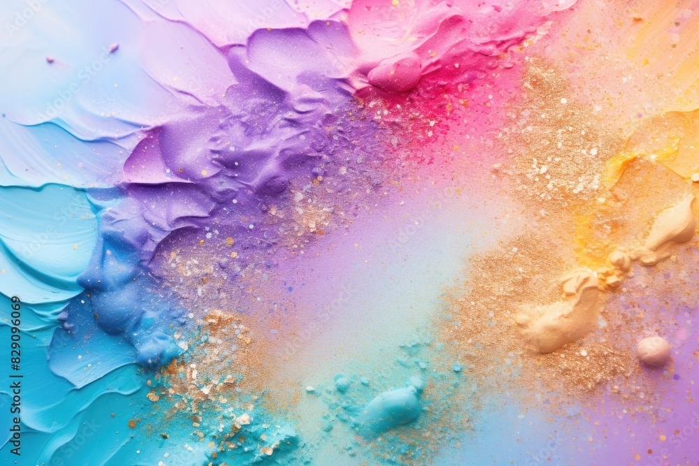 Poster Soft pastel color background with glitter and wavy shape with blank text space, sparkle and pastel background