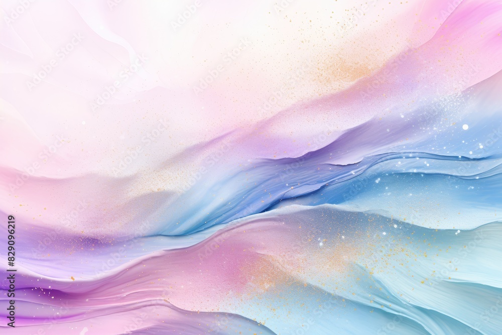 Poster soft pastel color background with glitter and wavy shape with blank text space, sparkle and pastel b