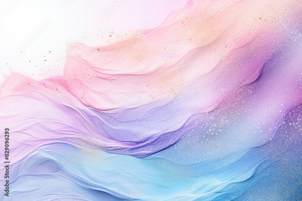 Poster soft pastel color background with glitter and wavy shape with blank text space, sparkle and pastel b