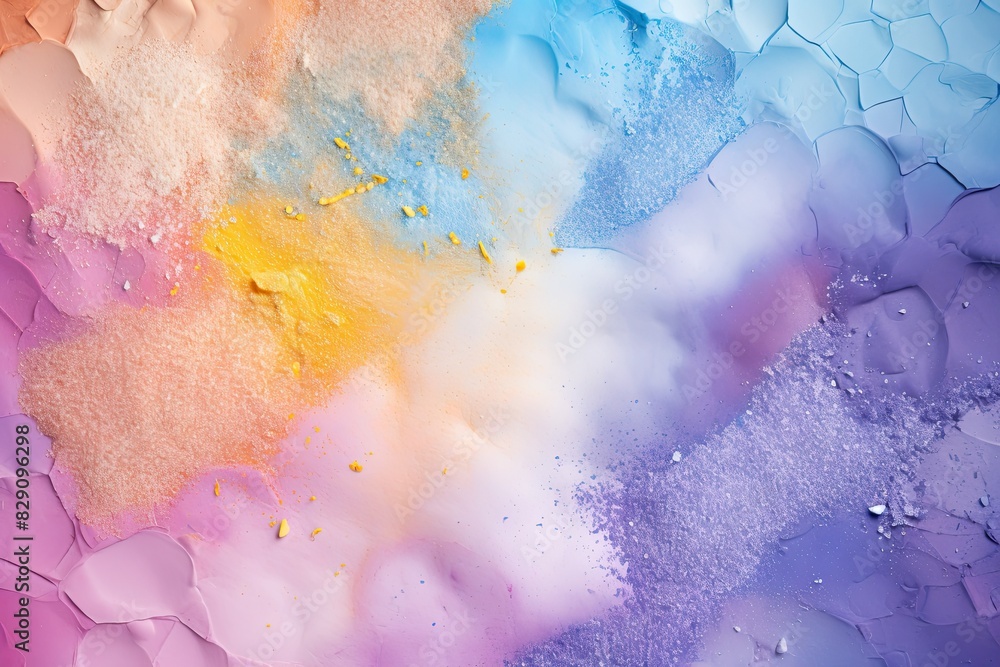Poster Soft pastel color background with glitter and wavy shape with blank text space, sparkle and pastel background