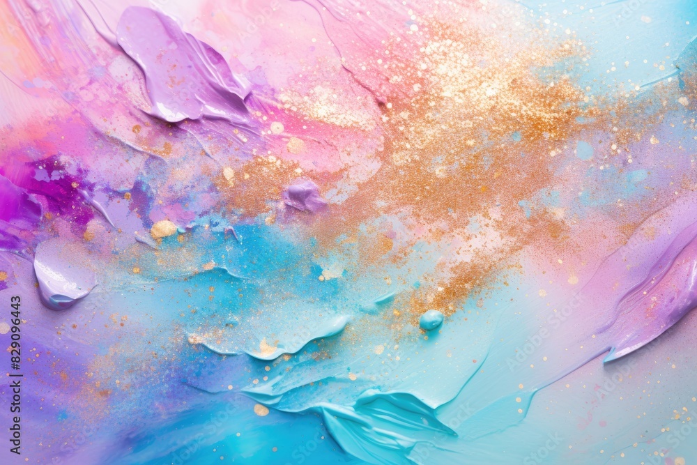 Poster soft pastel color background with glitter and wavy shape with blank text space, sparkle and pastel b