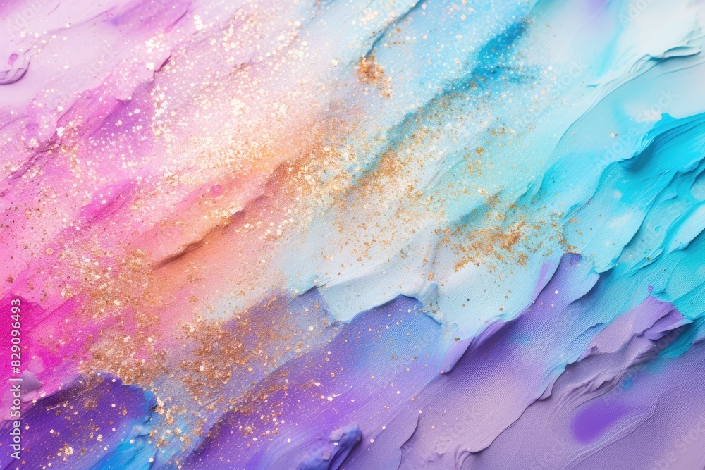 Poster soft pastel color background with glitter and wavy shape with blank text space, sparkle and pastel b