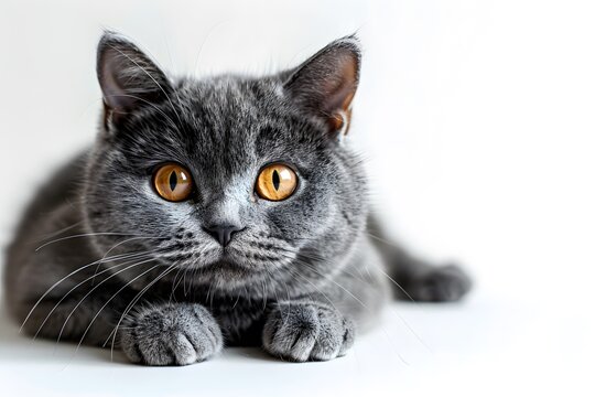 A relaxed feline with amber eyes resting