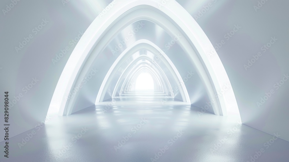 Aufkleber modern abstract digital 3d rendering background white futuristic tunnel. ai generated image