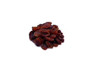 handful of raisins isolated on white background
