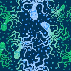 Summer animals seamless octopus pattern for wrapping paper and kids
