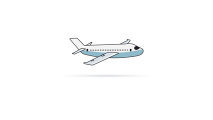 cute air plane fly in the air isolated on white background suit for logo or coloring book