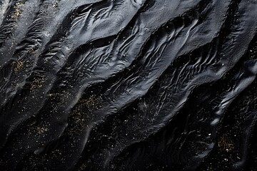 Obraz premium Black sand featuring gold flakes and water droplets